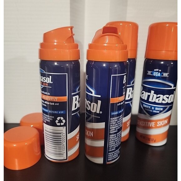 4 Pack BARBASOL Thick & Rich Travel size Shaving Cream for Sensitive Skin cans - Picture 3 of 3